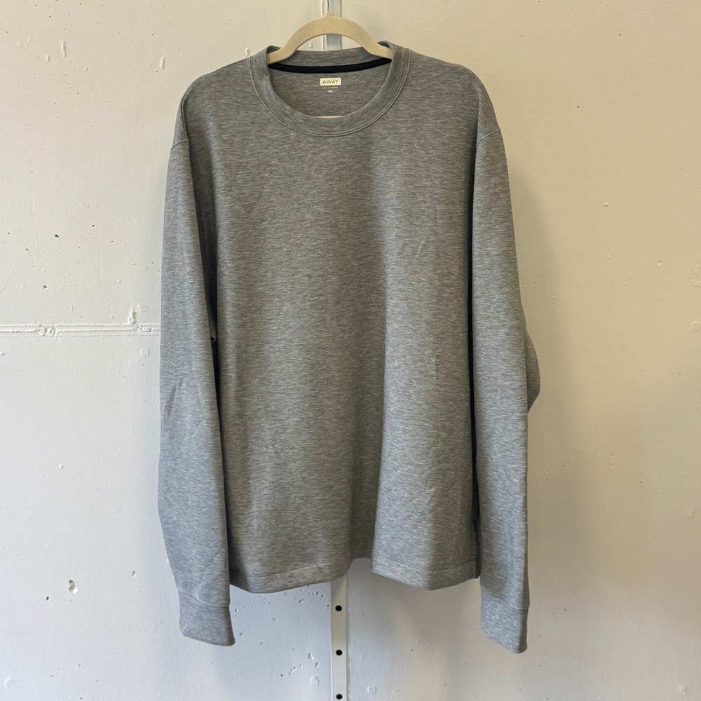 Away Travel Men's 3XL Heather Grey Crewneck Sweatshirt Zipper Pocket Athleisure - Picture 1 of 11
